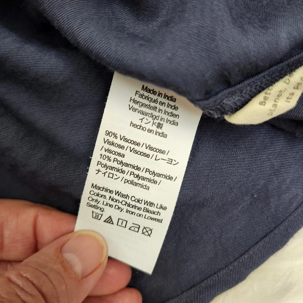 Madewell Women's Blue Button Front Drapeweave puff sleeve XL peplum top Coastal
